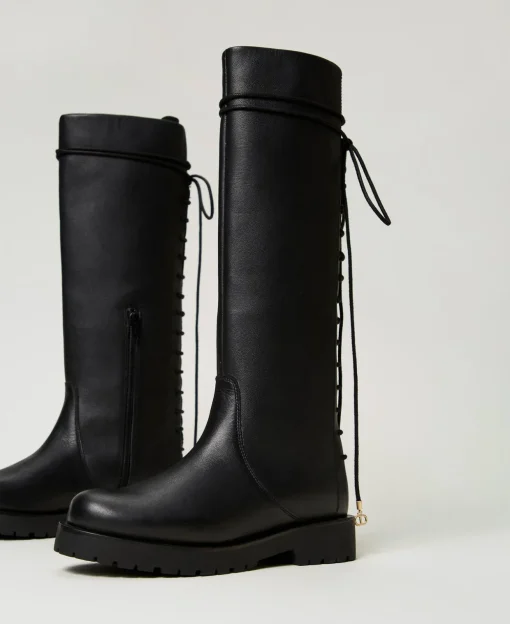 Lederstiefel Mit Schnürung