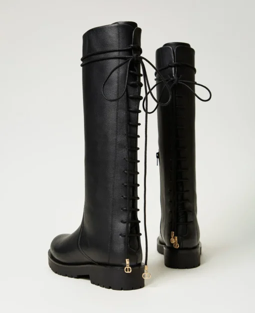 Lederstiefel Mit Schnürung
