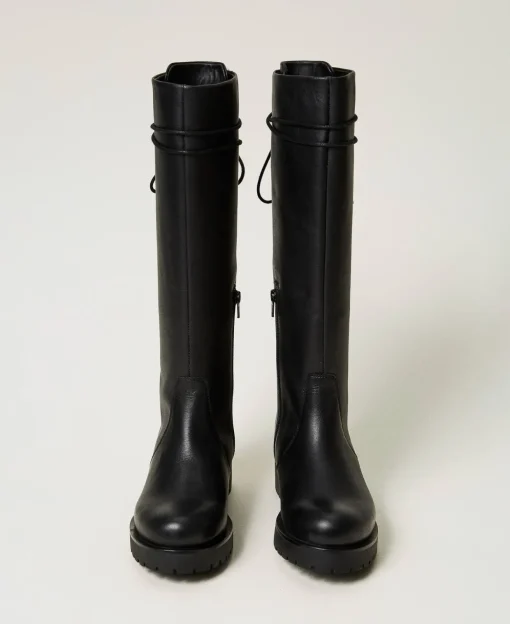 Lederstiefel Mit Schnürung