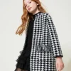 Mantel Aus Jacquard-Strick Mit Hahnentrittmuster