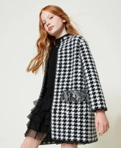 Mantel Aus Jacquard-Strick Mit Hahnentrittmuster