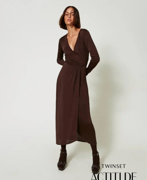 Maxikleid Aus Jersey Mit Seitlichem Faltenwurf