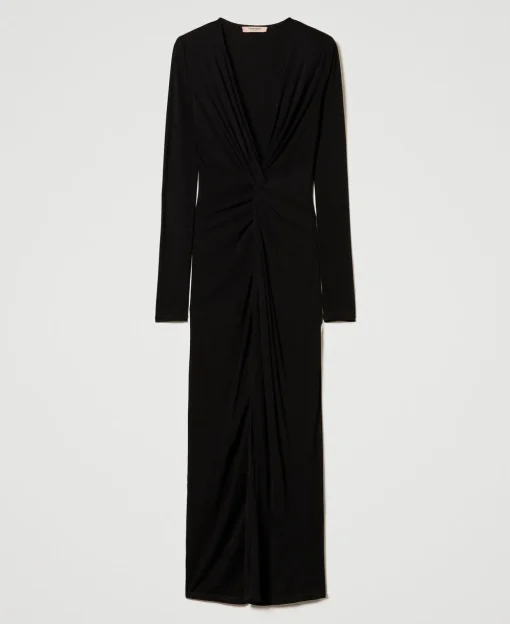 Maxikleid Aus Jersey Mit Faltenwurf