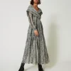 Maxikleid Aus Krepon Mit Schlangenprint