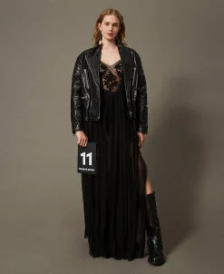 Maxikleid Aus Krepon Und Tüll