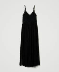Maxikleid Aus Krepon Und Tüll