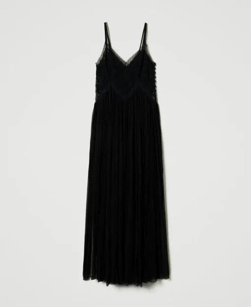 Maxikleid Aus Krepon Und Tüll