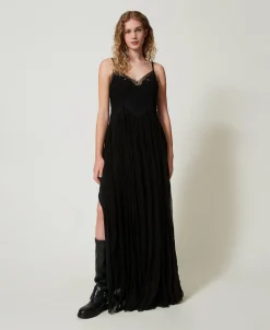 Maxikleid Aus Krepon Und Tüll