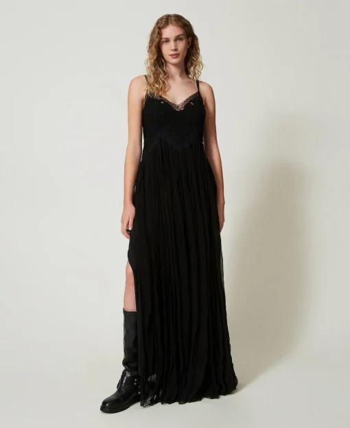 Maxikleid Aus Krepon Und Tüll