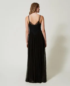 Maxikleid Aus Krepon Und Tüll