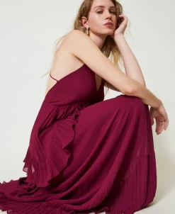 Maxikleid Aus Plissiertem Georgette