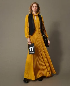 Maxikleid Aus Plissiertem Georgette