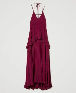 Maxikleid Aus Plissiertem Georgette