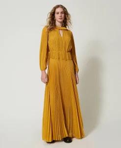 Maxikleid Aus Plissiertem Georgette