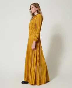 Maxikleid Aus Plissiertem Georgette