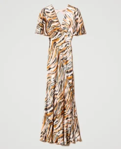 Maxikleid Aus Satin Mit Animaldessin
