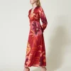 Maxikleid Aus Satin Mit Blumendessin