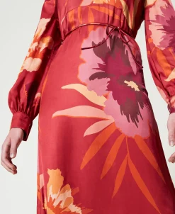 Maxikleid Aus Satin Mit Blumendessin