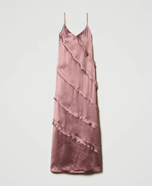 Maxikleid Aus Satin Mit Volants