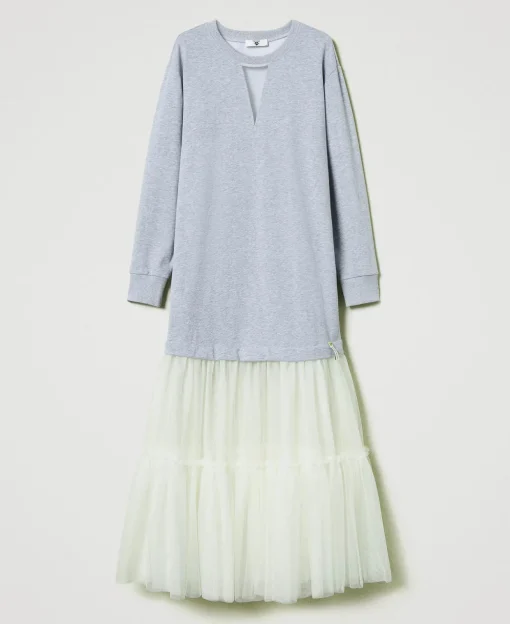 Maxikleid Aus Sweatstoff Und Tüll