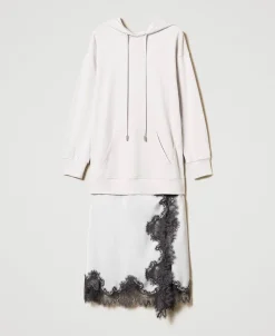 Maxikleid Aus Sweatstoff Und Satin