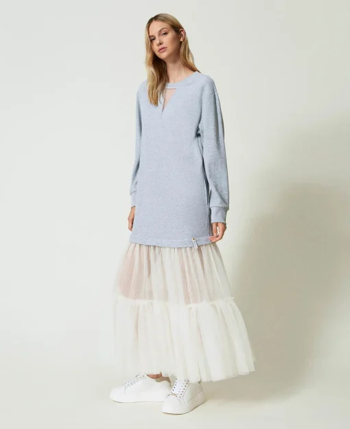Maxikleid Aus Sweatstoff Und Tüll