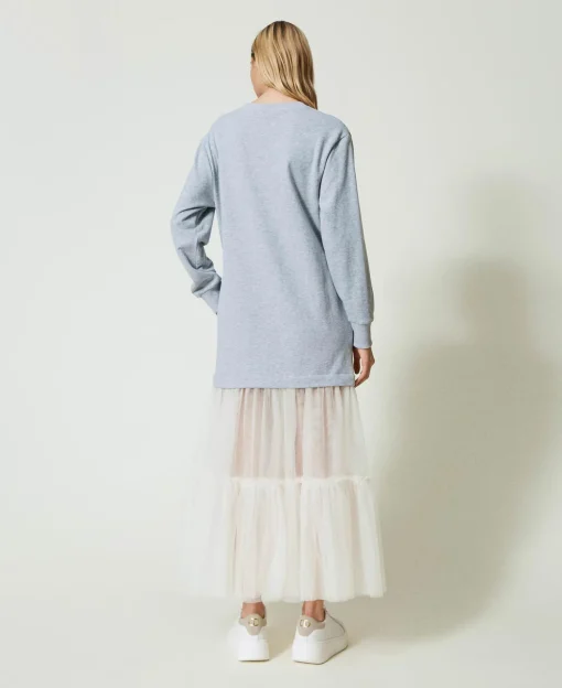 Maxikleid Aus Sweatstoff Und Tüll