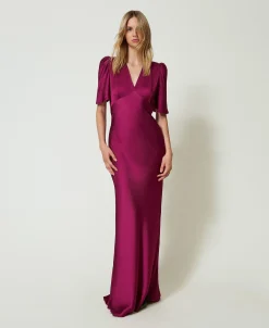 Maxikleid Aus Texturiertem Satin