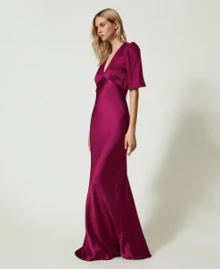 Maxikleid Aus Texturiertem Satin