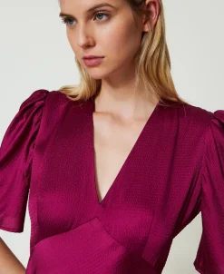 Maxikleid Aus Texturiertem Satin