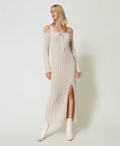 Maxikleid Aus Treeblend-Garn Mit Zopfmustern