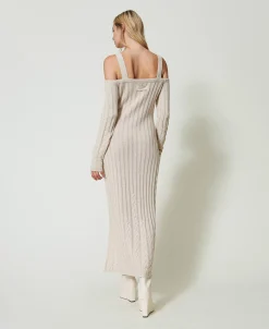 Maxikleid Aus Treeblend-Garn Mit Zopfmustern