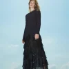 Maxikleid Mit Plissierten Tüllvolants