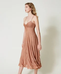 Maxistrickkleid Aus Lurex Mit Plissee