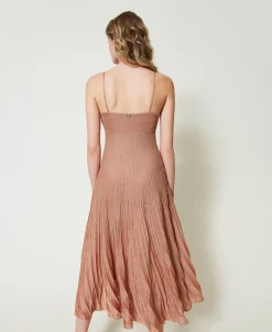 Maxistrickkleid Aus Lurex Mit Plissee
