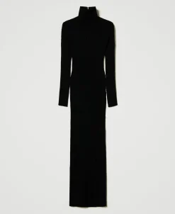 Maxistrickkleid Mit Cut-out