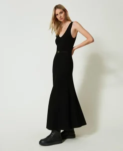 Maxistrickkleid Mit Gürtel