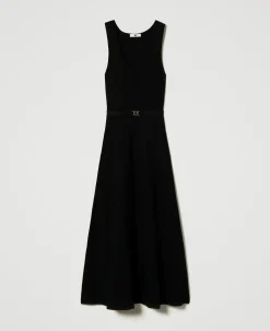 Maxistrickkleid Mit Gürtel