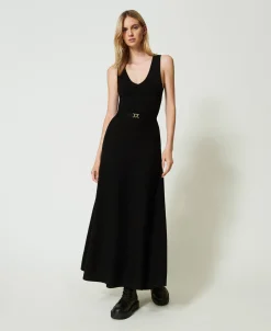 Maxistrickkleid Mit Gürtel