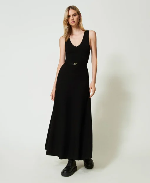 Maxistrickkleid Mit Gürtel