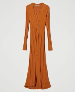 Maxistrickkleid Mit Raffung