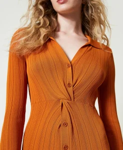 Maxistrickkleid Mit Raffung