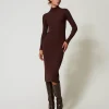 Maxi-Strickkleid Mit Rippenmuster Und Cut-out