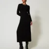 Maxi-Strickkleid Mit Rippenmuster Und Cut-out