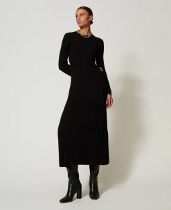 Maxi-Strickkleid Mit Rippenmuster Und Cut-out