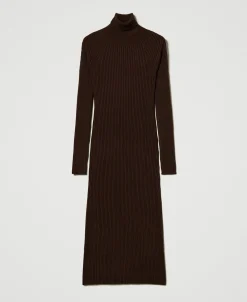 Maxi-Strickkleid Mit Rippenmuster Und Cut-out
