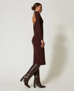 Maxi-Strickkleid Mit Rippenmuster Und Cut-out