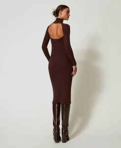 Maxi-Strickkleid Mit Rippenmuster Und Cut-out