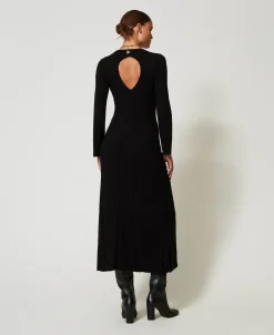 Maxi-Strickkleid Mit Rippenmuster Und Cut-out