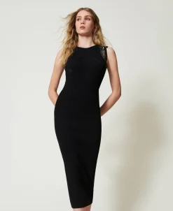 Maxistrickkleid Mit Spitze